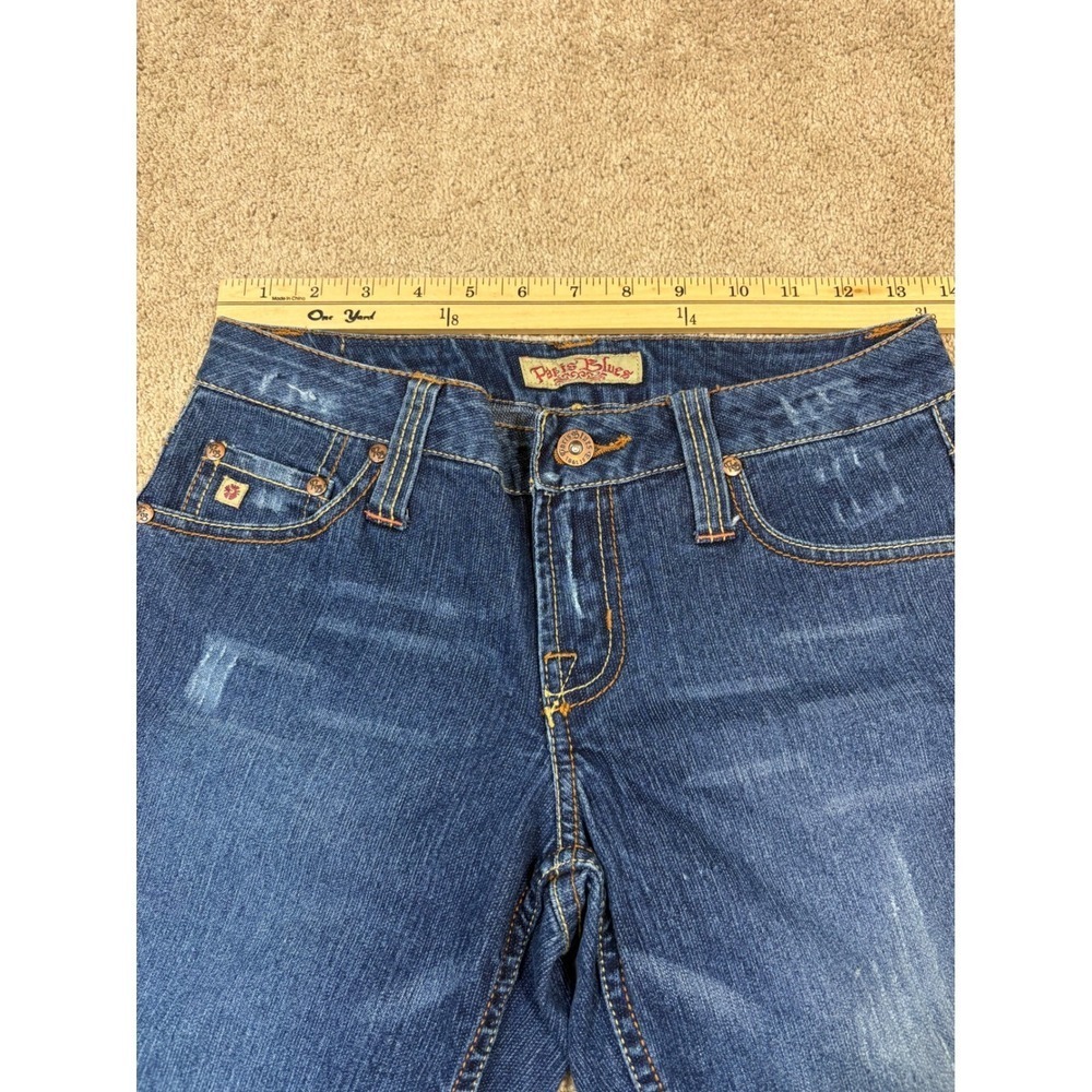 Paris Blues Distressed Bootcut Jeans Capris Blue Wash Denim Size 28‎ Vintage - Picture 5 of 10